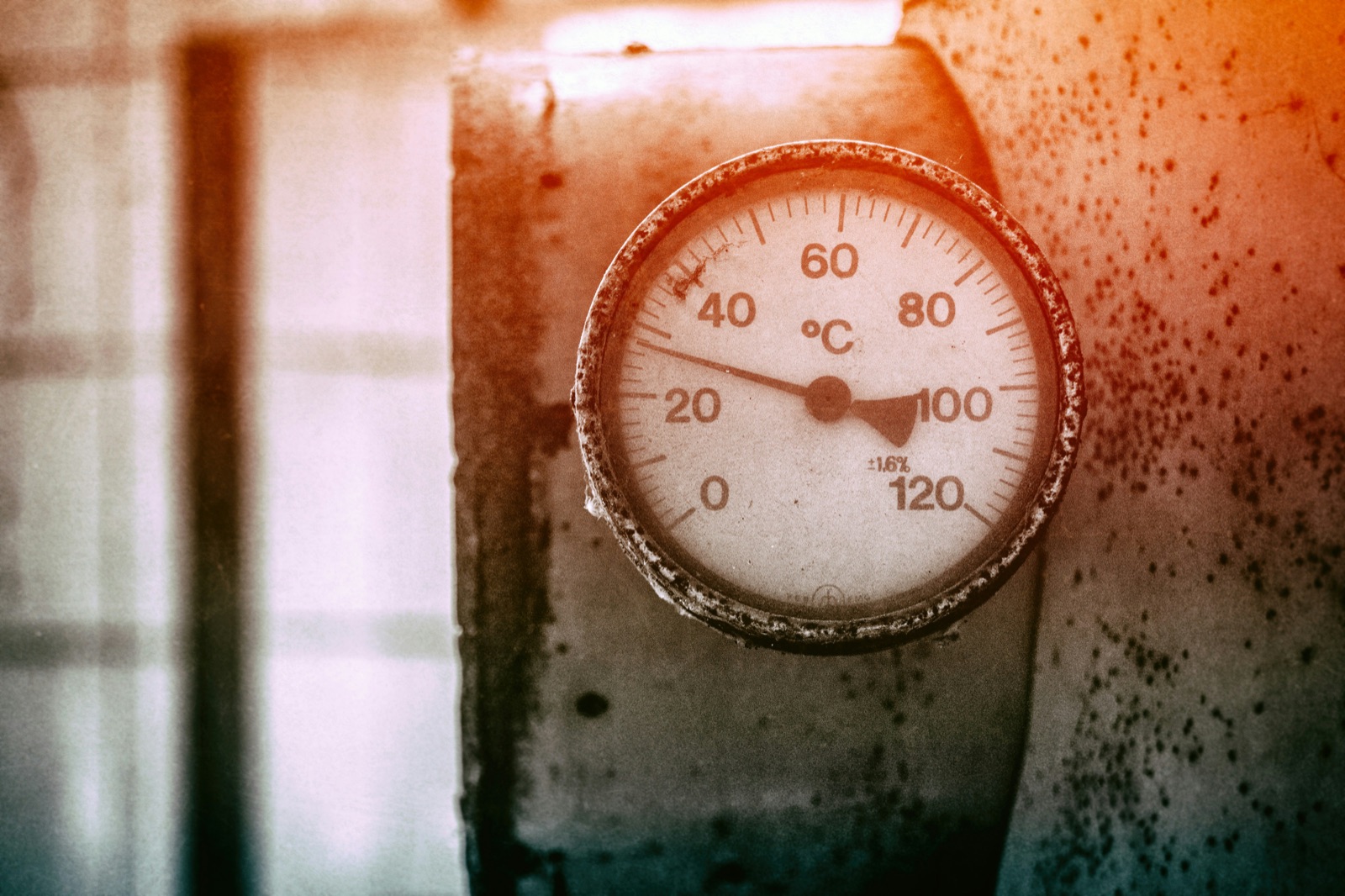 Industrial temperature gauge closeup for Heat-Resist™ thermal shock resistant cyanoacrylate
