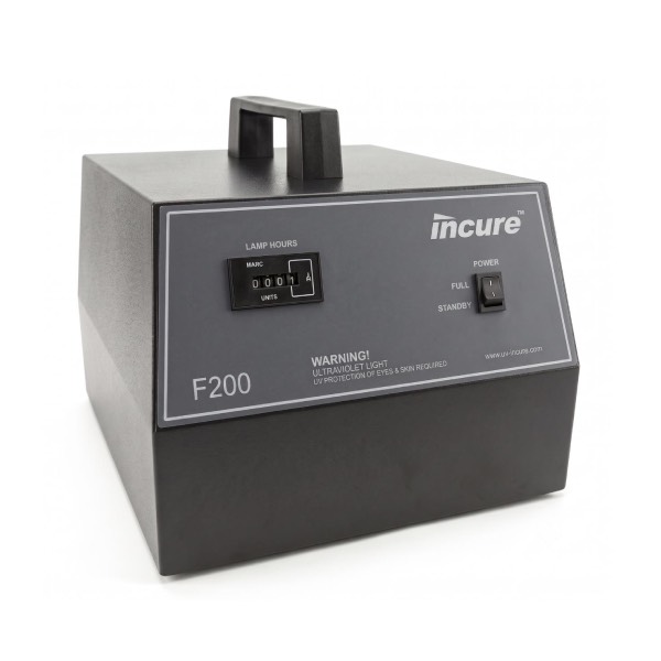 Incure F200 compact UV flood curing lamp with lamp hours counter and full/standby power switch